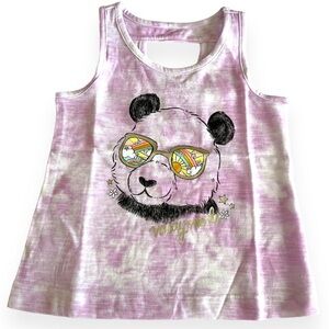 So XXS 4/5 Vacay Mode Purple Tie Dye Keyhole Back Tank Top w/ Panda Bear NWT